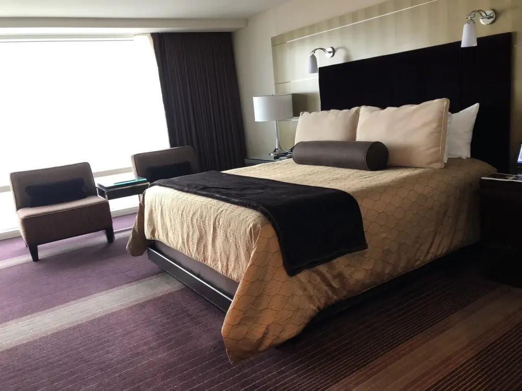 A king hotel room at ARIA Resort and Casino in Las Vegas