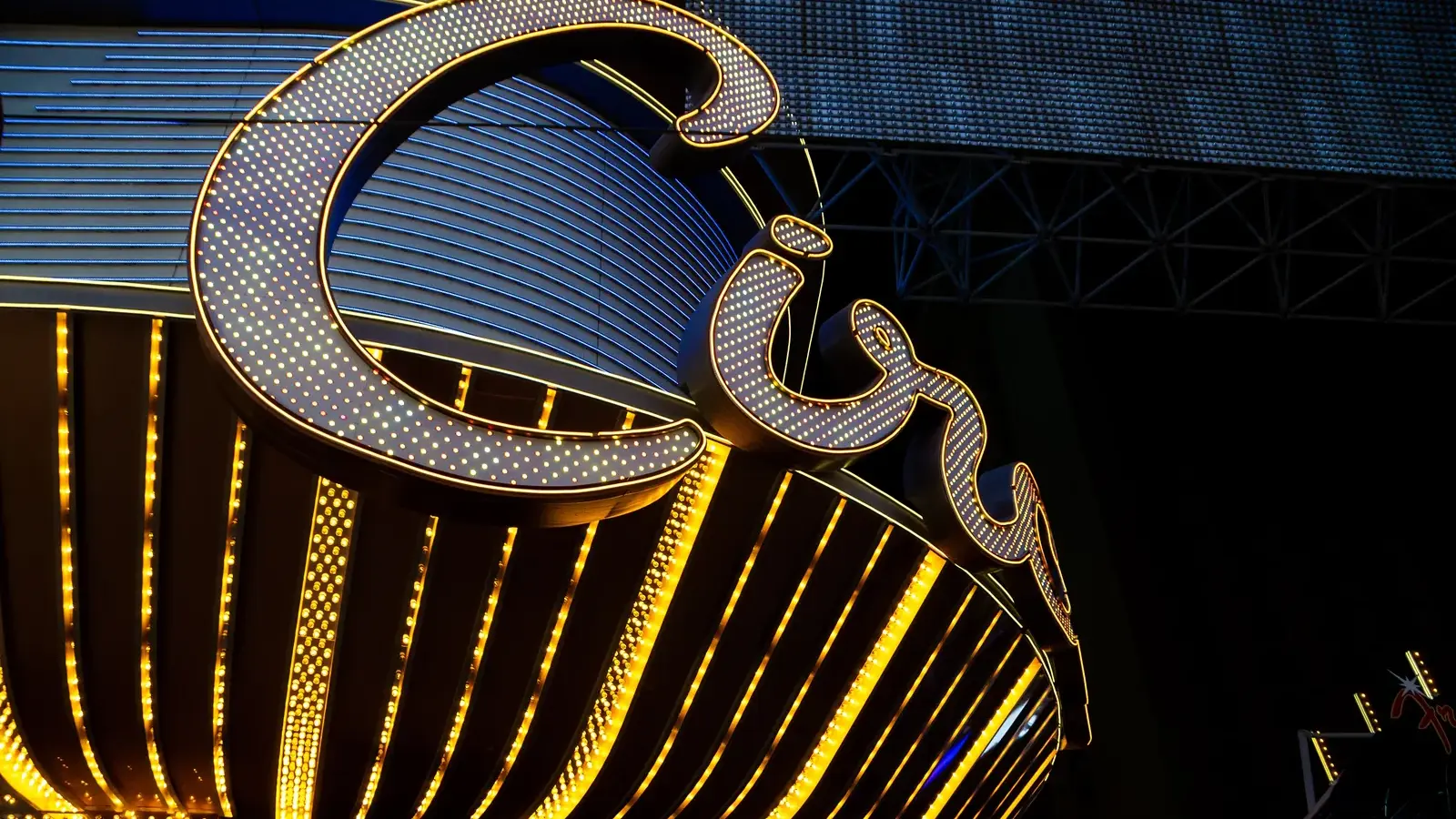 The illuminated Circa sign in downtown Las Vegas
