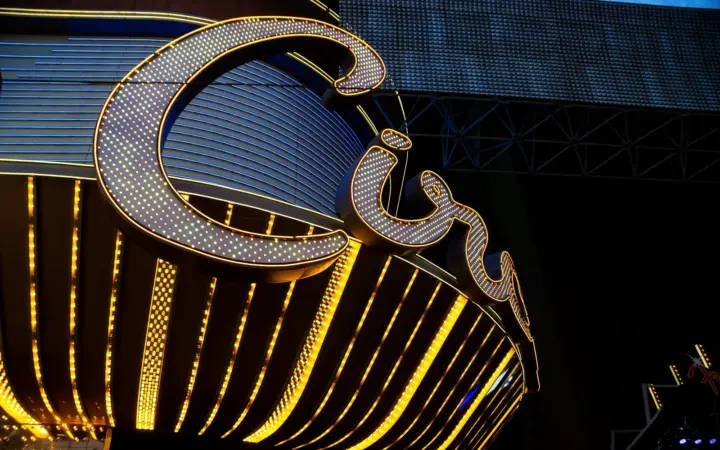 The illuminated Circa sign in downtown Las Vegas