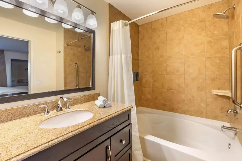 Example Desert Retreat bathroom with bathtub and shower