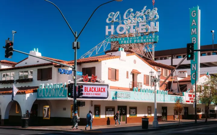 El Cortez Hotel & Casino and its vintage sign on Fremont Street
