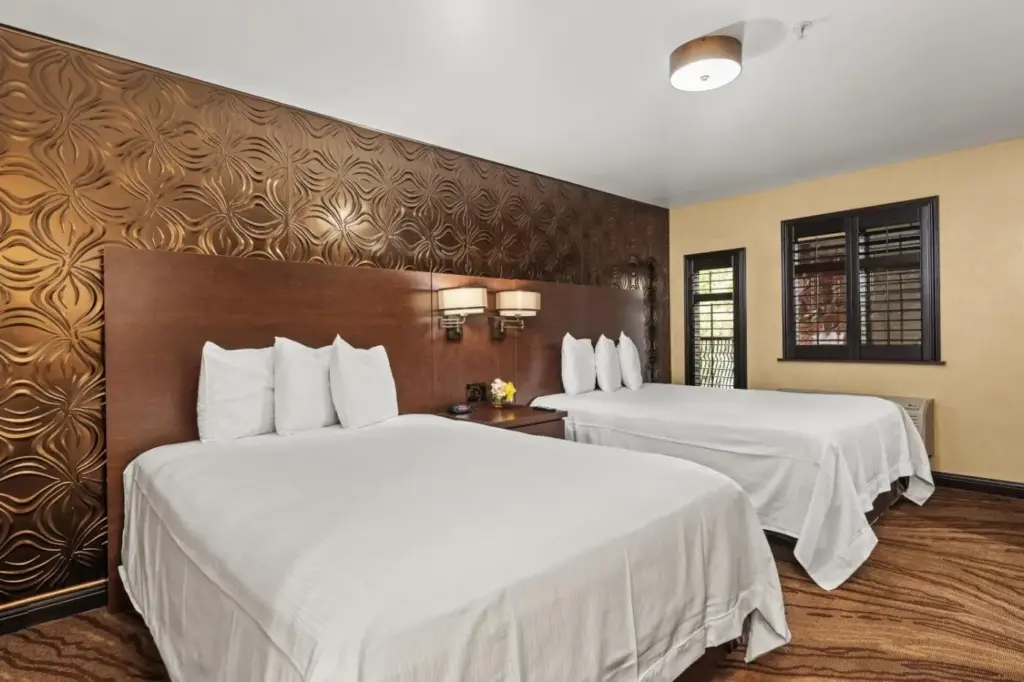 Example Ellis Island hotel room with two beds