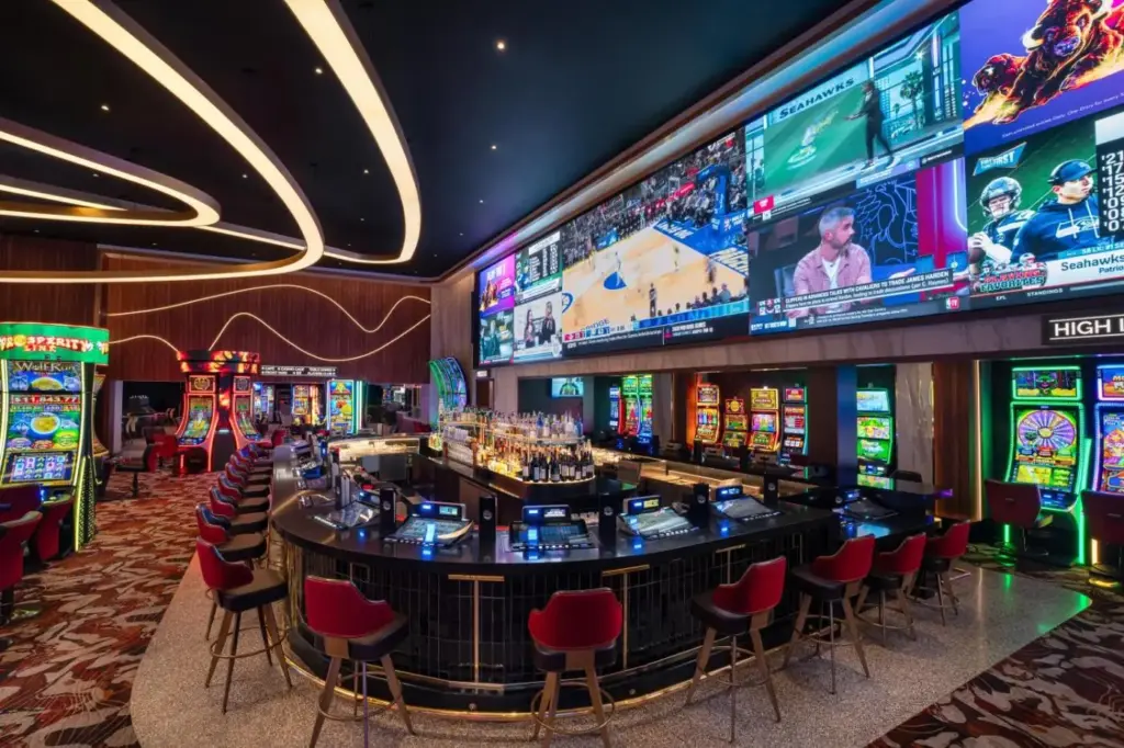 Gaming and sportsbook seating at Ellis Island