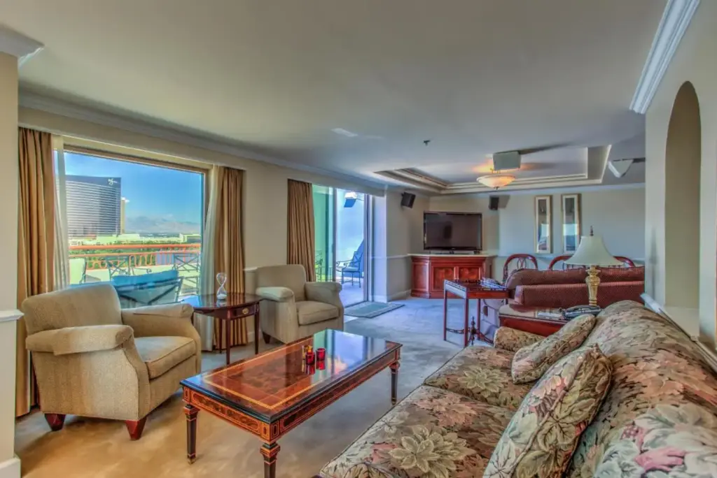 a living room with a couch and a table at Embassy Suites by Hilton Convention Center Las Vegas in Las Vegas