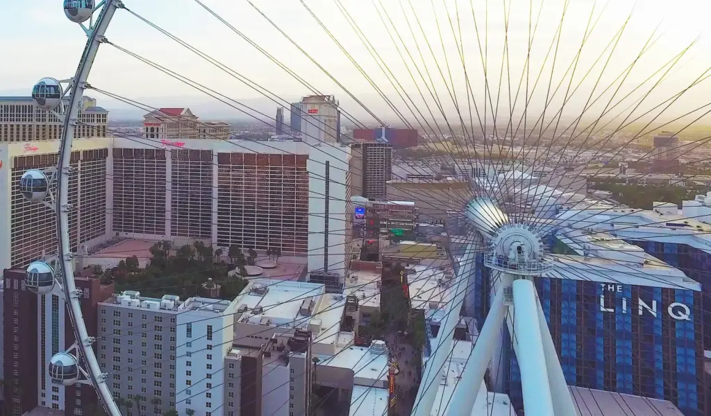 Flamingo Las Vegas and The LINQ hotel seen from the High Roller observation wheel