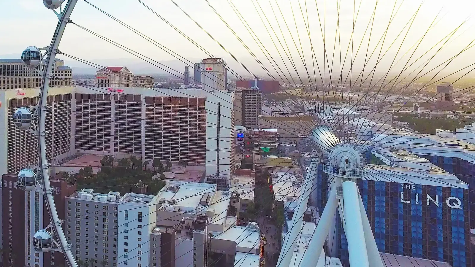 Flamingo Las Vegas and The LINQ hotel seen from the High Roller observation wheel