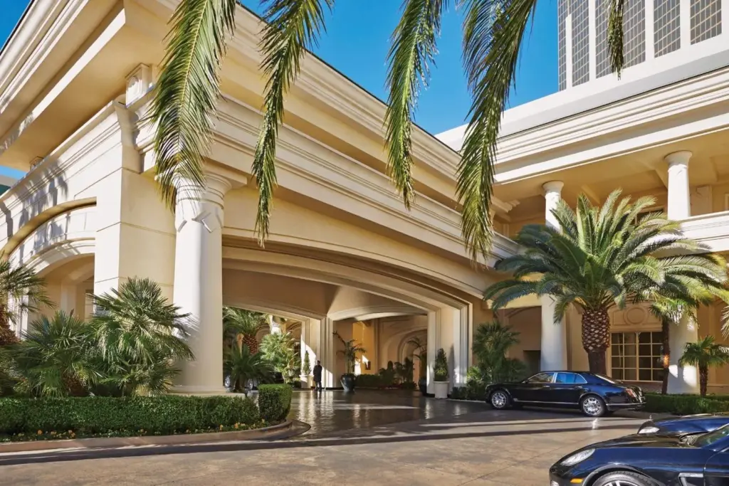 Four Seasons Hotel Las Vegas entrance with palm trees