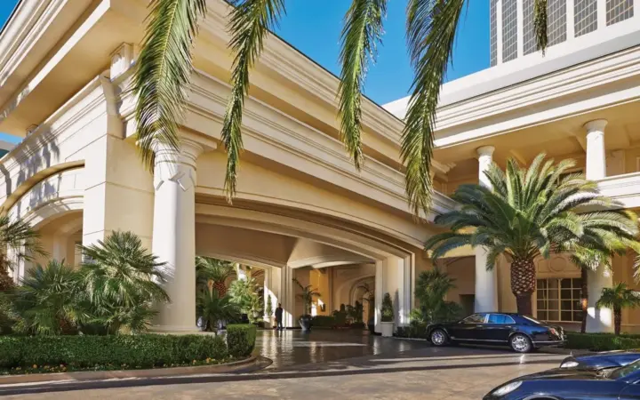 Four Seasons Hotel Las Vegas entrance with palm trees