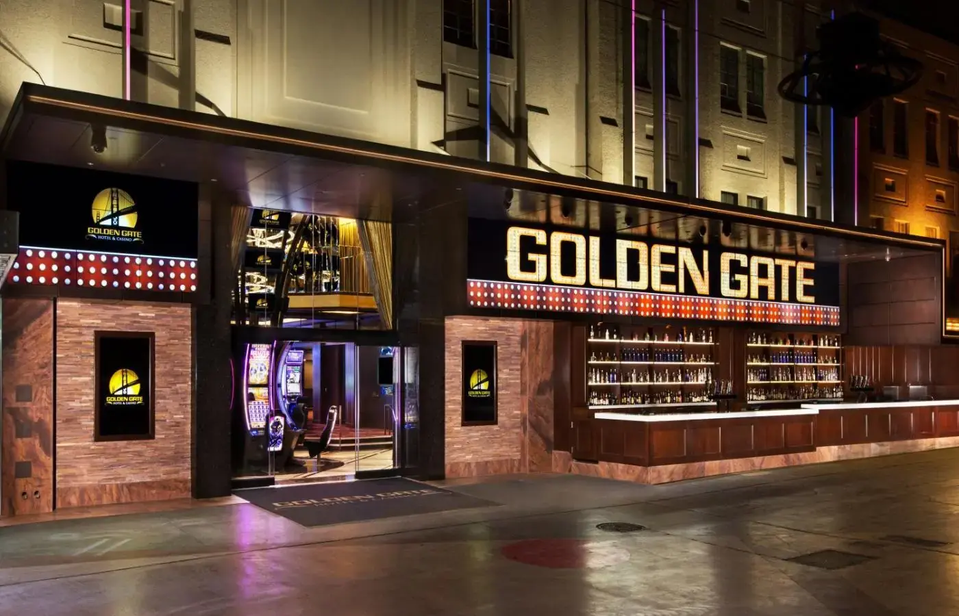 a golden girl store on a city street at night at Golden Gate Casino Hotel in Las Vegas