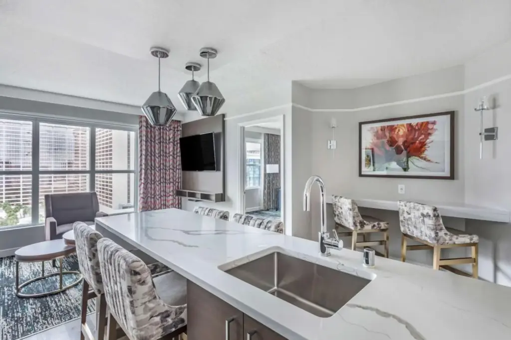 Kitchen in a selected Hilton Grand Vacations Flamingo suite