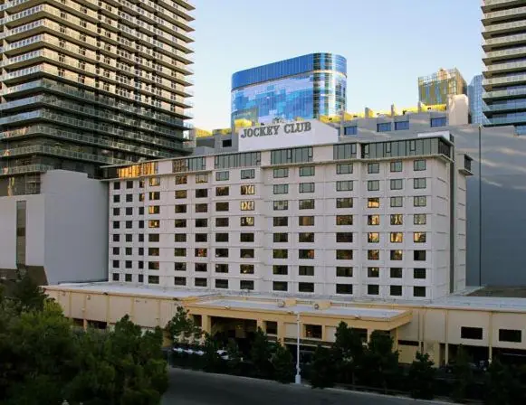 Jockey Club buildings below neighboring Strip towers