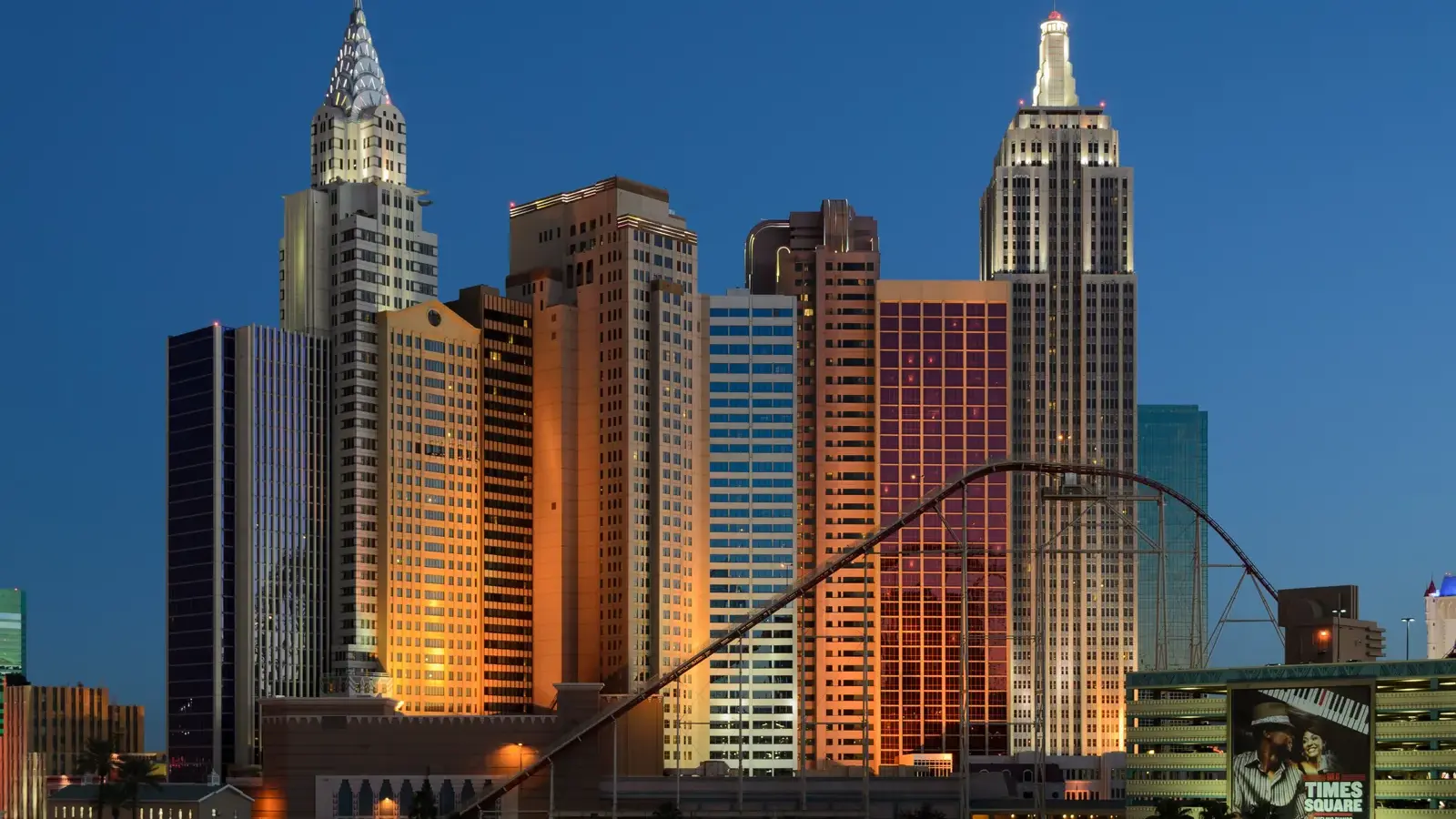 New York-New York's Manhattan-style skyline at dusk