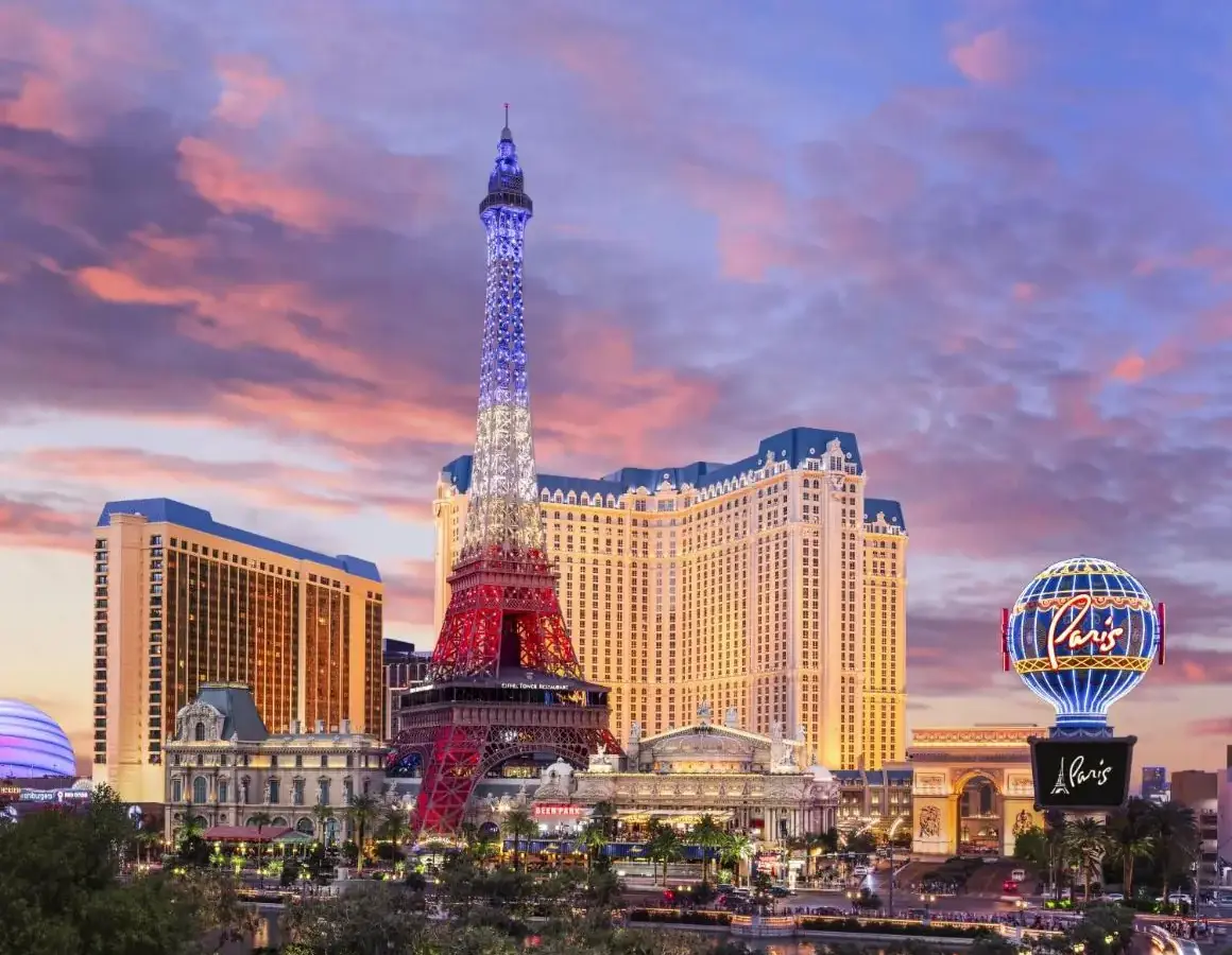 a view of a city with the eiffel tower at Paris Las Vegas Hotel & Casino in Las Vegas