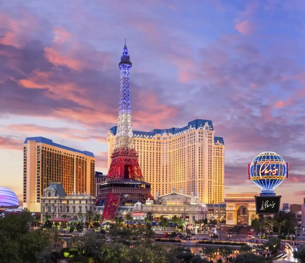 a view of a city with the eiffel tower at Paris Las Vegas Hotel & Casino in Las Vegas