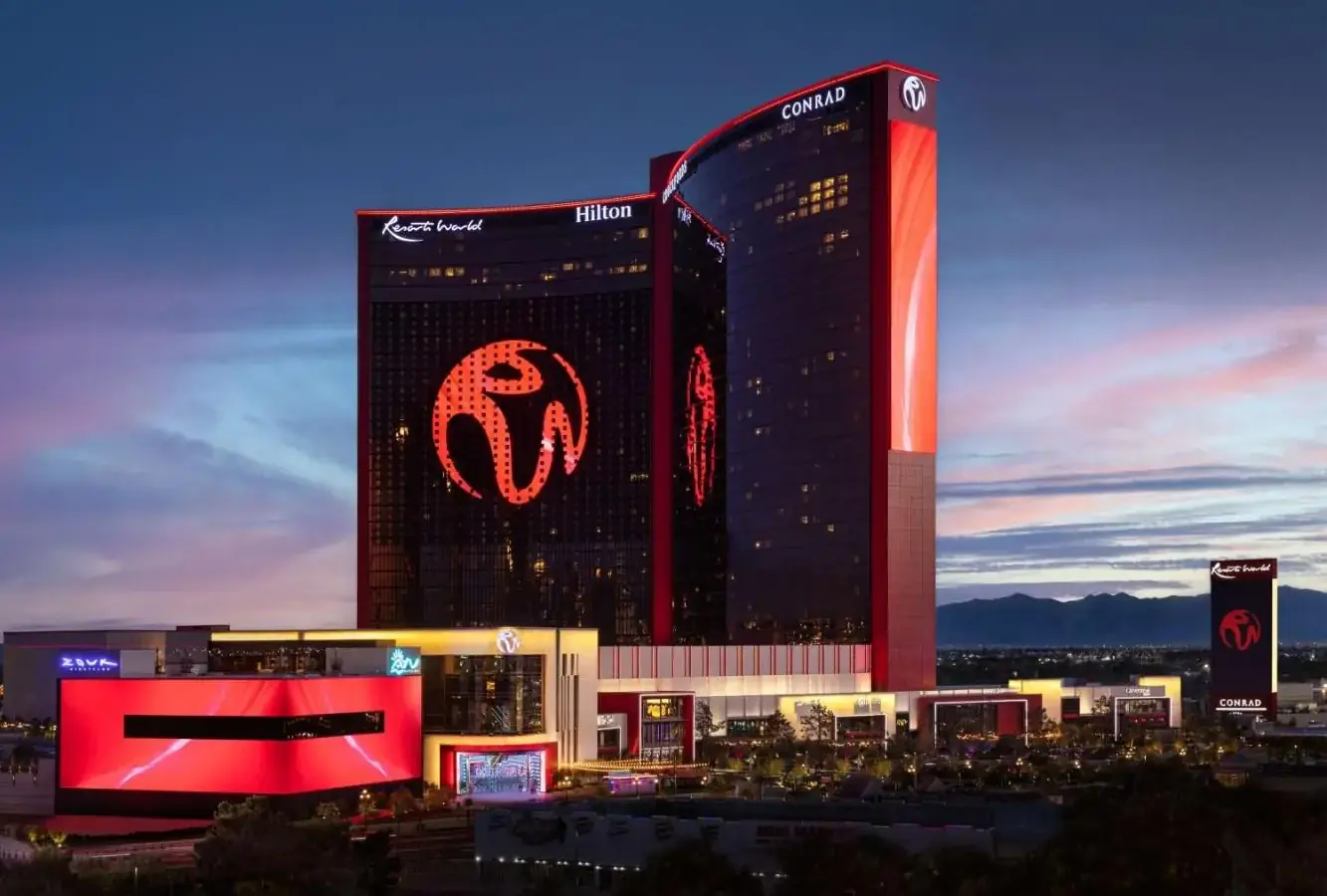 a large building with a sign on the side of it at Las Vegas Hilton At Resorts World in Las Vegas
