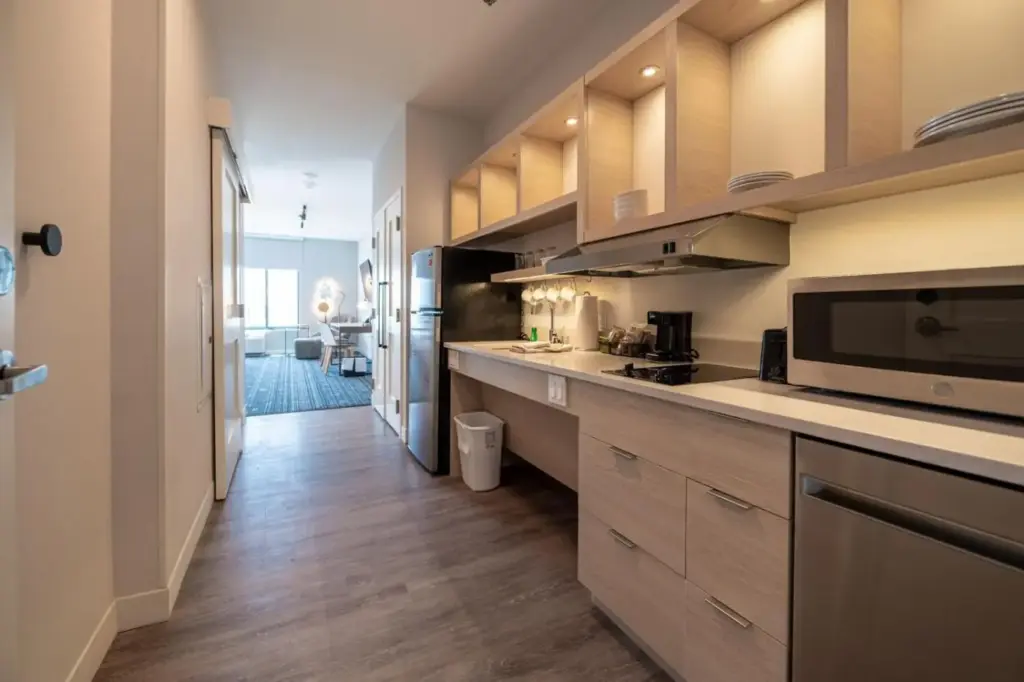Kitchen in a selected TownePlace Suites Las Vegas North I-15 suite