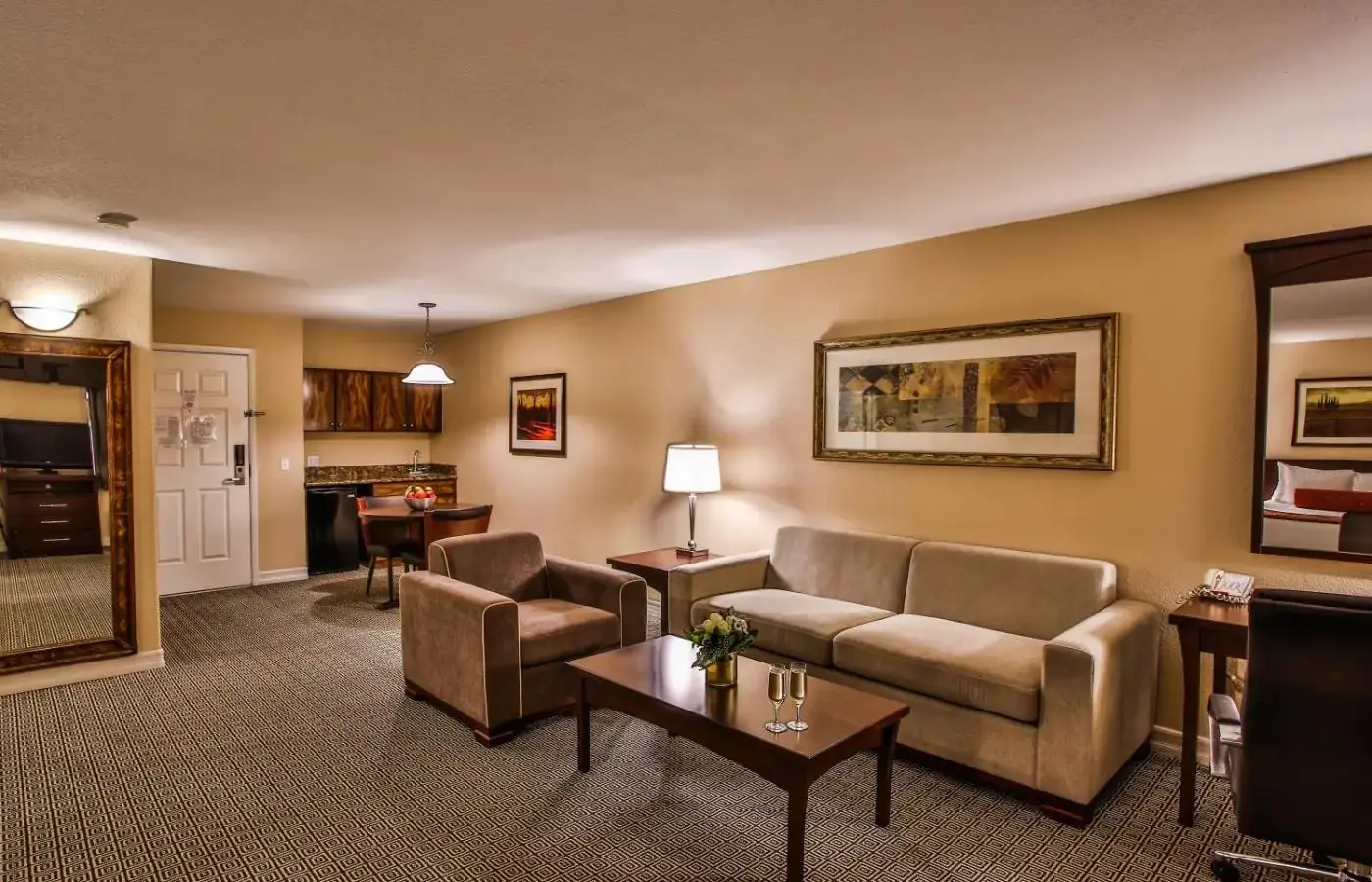 Living and dining area in a selected Tuscany suite