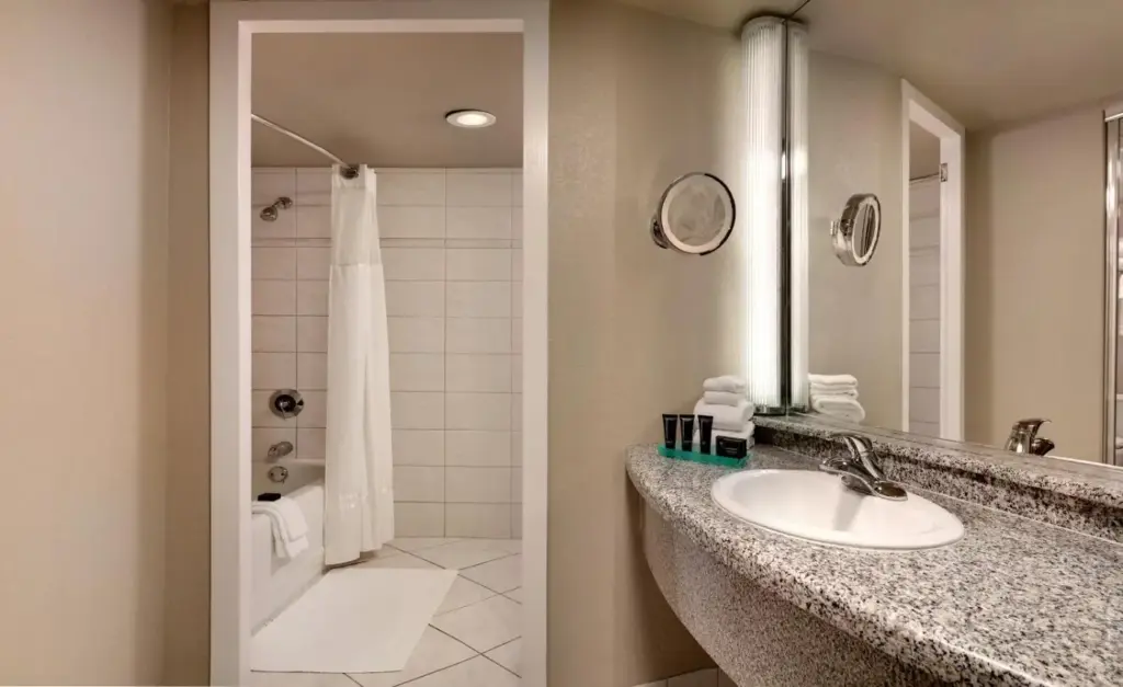 a bathroom with a sink and a shower at Westgate Las Vegas Resort and Casino in Las Vegas