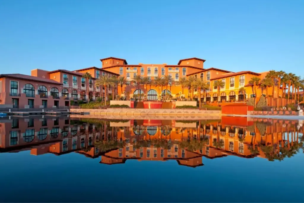 a group of buildings next to a body of water at The Westin Lake Las Vegas Resort & Spa in Las Vegas